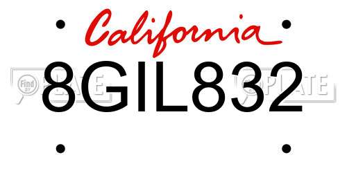 8GIL832 California License Plate