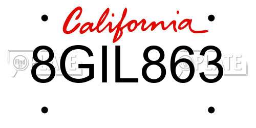 8GIL863 California License Plate