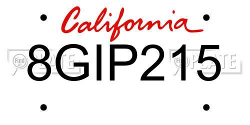 8GIP215 California License Plate