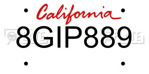 8GIP889 California License Plate