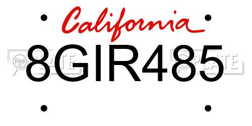 8GIR485 California License Plate