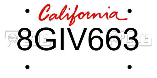 8GIV663 California License Plate