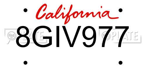 8GIV977 California License Plate