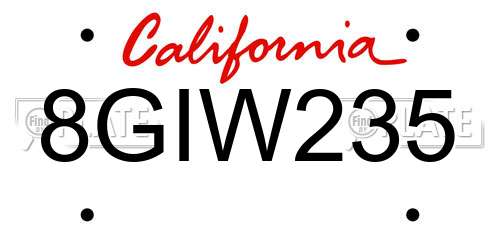 8GIW235 California License Plate