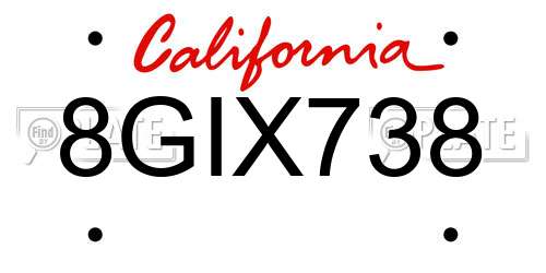8GIX738 California License Plate