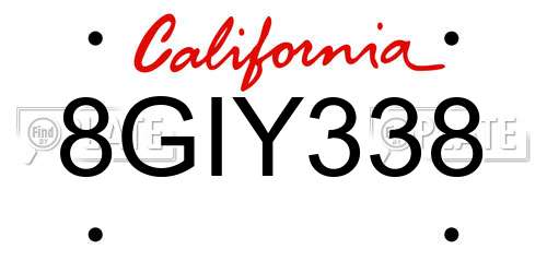 8GIY338 California License Plate