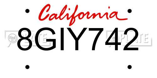 8GIY742 California License Plate