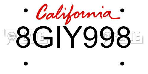 8GIY998 California License Plate