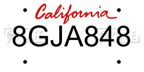 8GJA848 California License Plate