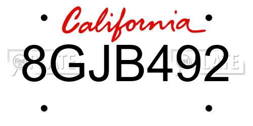 8GJB492 California License Plate