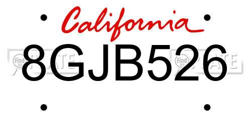 8GJB526 California License Plate