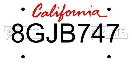 8GJB747 California License Plate