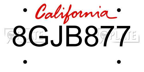 8GJB877 California License Plate