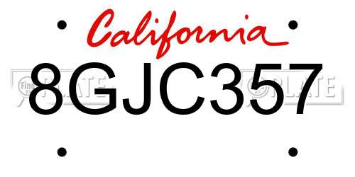 8GJC357 California License Plate