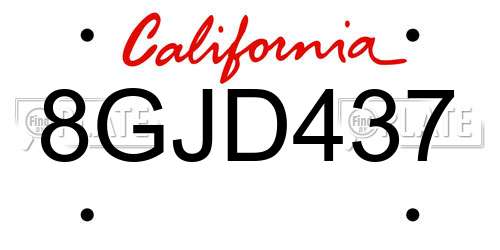 8GJD437 California License Plate