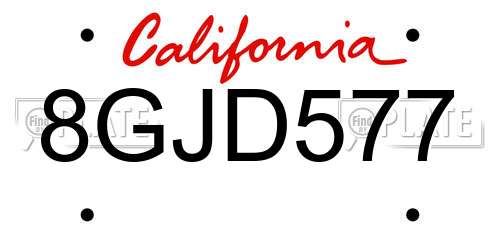 8GJD577 California License Plate