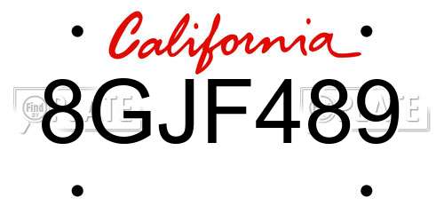8GJF489 California License Plate