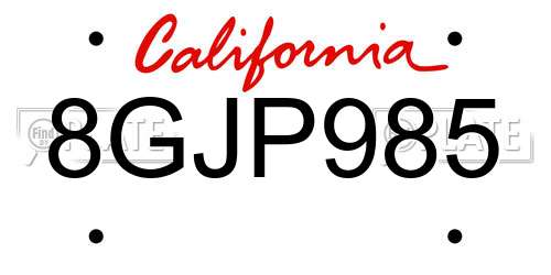 8GJP985 California License Plate