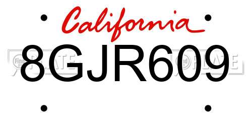 8GJR609 California License Plate