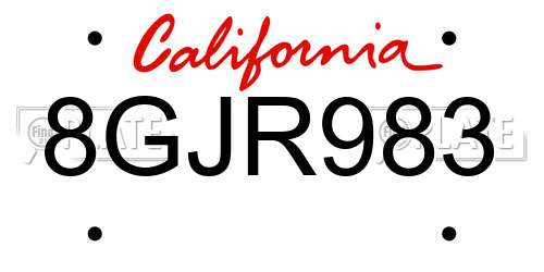 8GJR983 California License Plate
