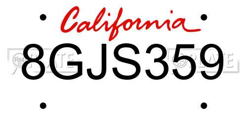 8GJS359 California License Plate