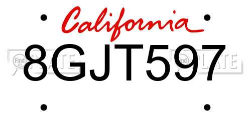 8GJT597 California License Plate