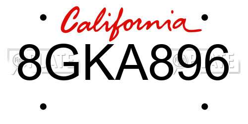 8GKA896 California License Plate