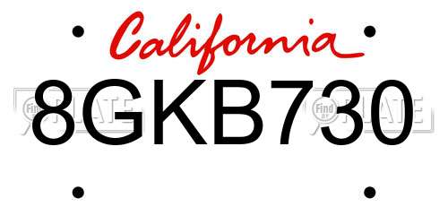 8GKB730 California License Plate