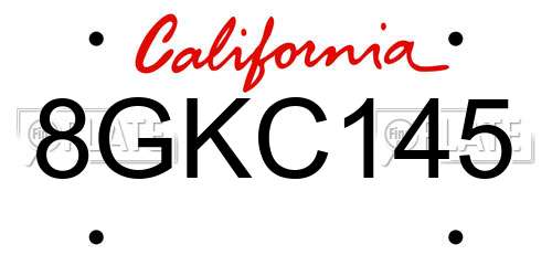 8GKC145 California License Plate