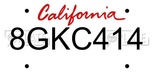 8GKC414 California License Plate