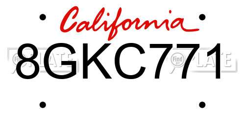 8GKC771 California License Plate