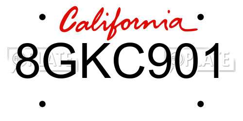 8GKC901 California License Plate