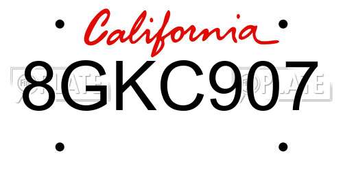 8GKC907 California License Plate