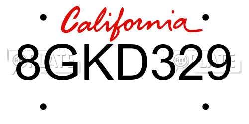 8GKD329 California License Plate