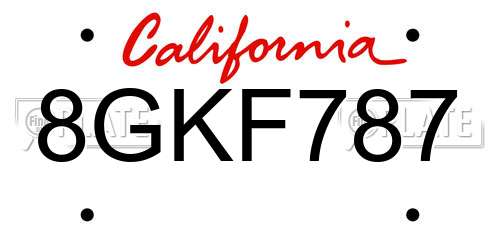 8GKF787 California License Plate
