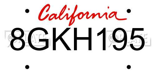 8GKH195 California License Plate