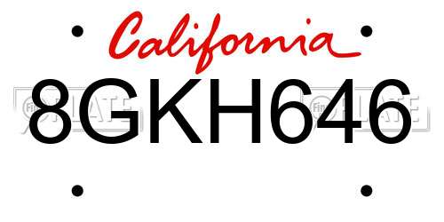8GKH646 California License Plate