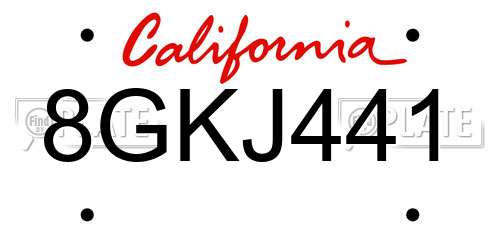 8GKJ441 California License Plate