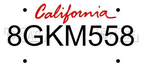 8GKM558 California License Plate