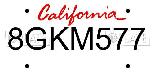 8GKM577 California License Plate