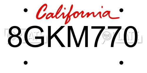 8GKM770 California License Plate