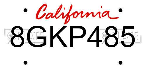 8GKP485 California License Plate