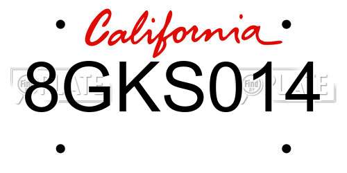 8GKS014 California License Plate
