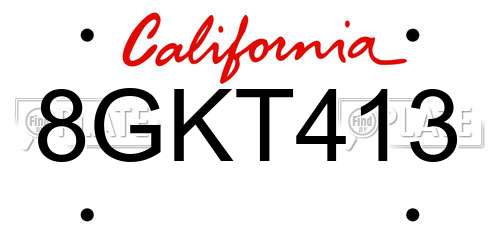 8GKT413 California License Plate