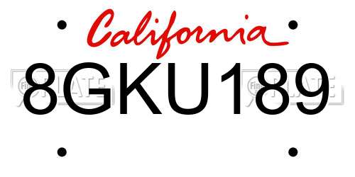 8GKU189 California License Plate
