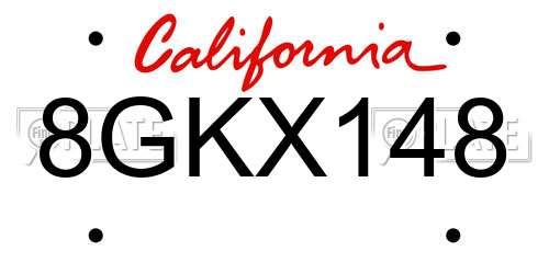 8GKX148 California License Plate