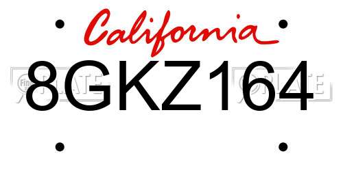 8GKZ164 California License Plate
