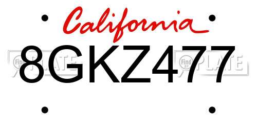 8GKZ477 California License Plate