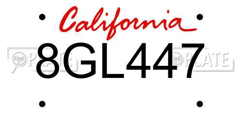 8GL447 California License Plate