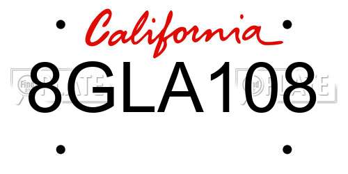 8GLA108 California License Plate
